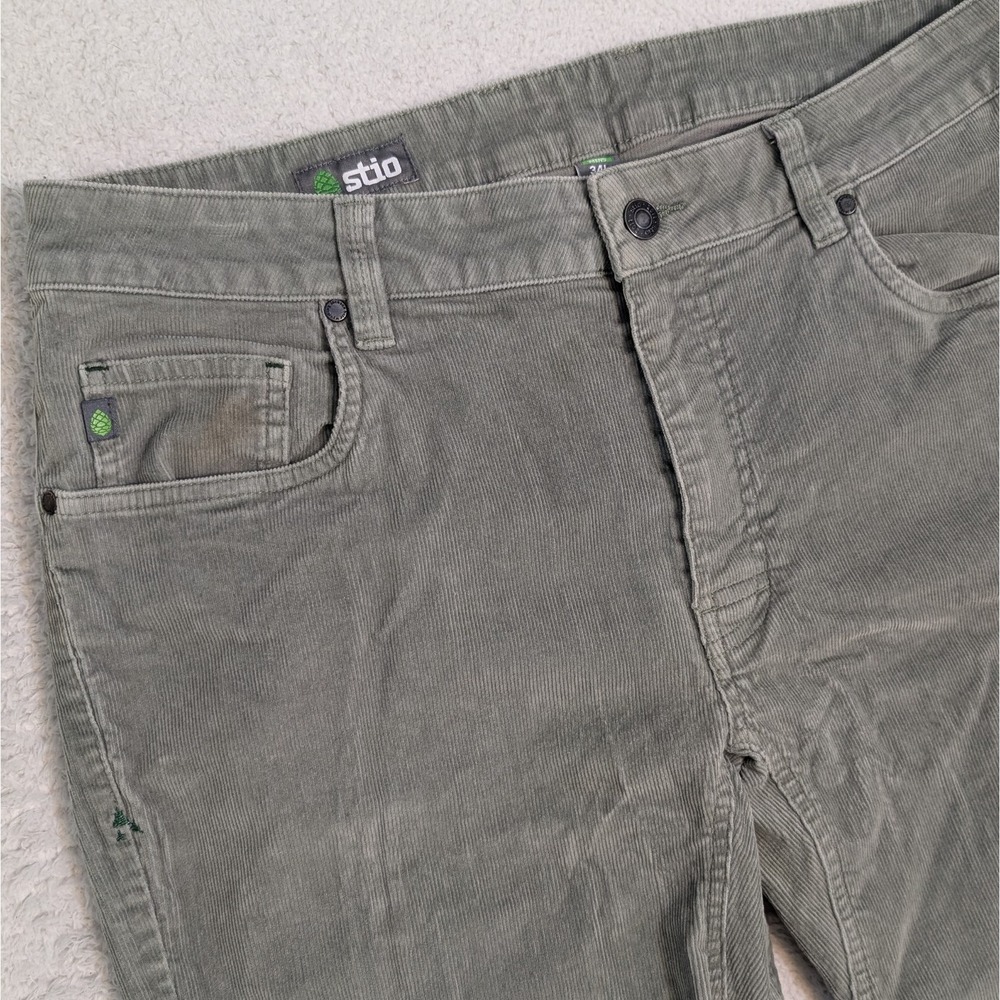 STIO Rivet Pants Men's 34x34 Soft Green Stretch Corduroy 5‎ Pockets Straight